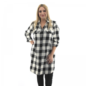 Γυναικείο Πουκάμισο Καρό WhiteBlack Βαμβακερό 208
