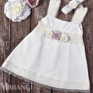 Βαπτιστικό χειροποίητο φορεματάκι ιβουάρ σε άλφα γραμμή 105