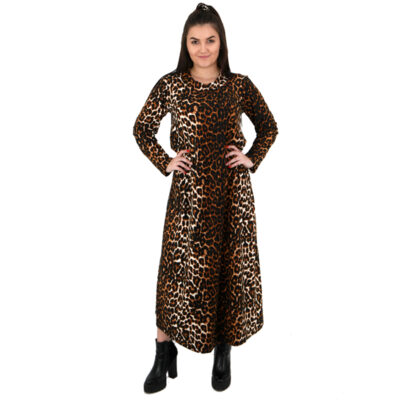 Φόρεμα ελαστικό animal brown λεοπάρ MG-01032 μεγάλα μεγέθη
