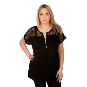 Μπλούζα μαύρη με φερμουάρ δαντέλα 311