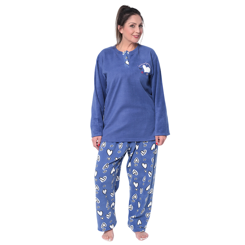 Γυναικεία Πιτζάμα Μπουκλέ Fleece Με Κέντημα Καρδιά 346