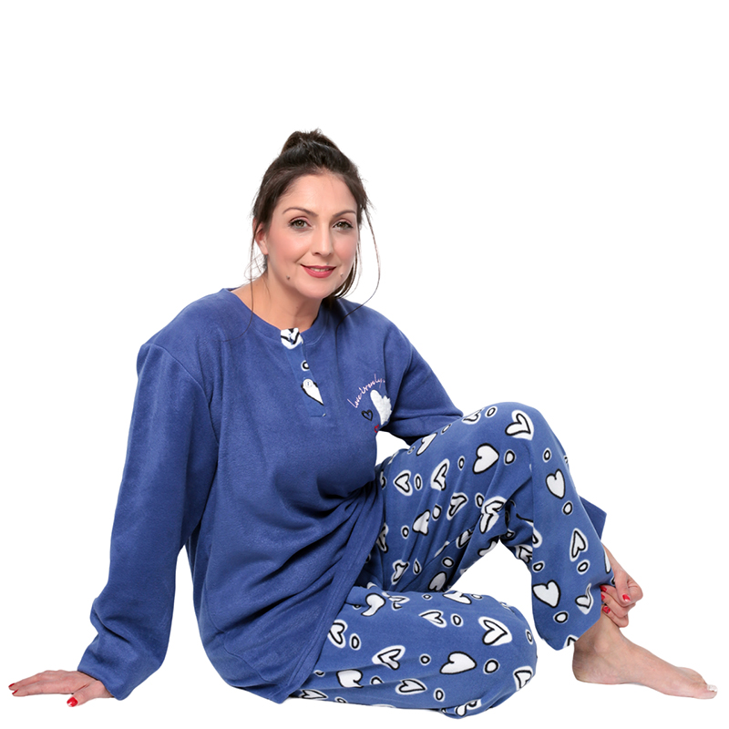Γυναικεία Πιτζάμα Μπουκλέ Fleece Με Κέντημα Καρδιά 346 - Image 2