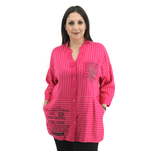 Alternative view of Γυναικείο Πουκάμισο Ριγέ Με Τσέπες 017-018