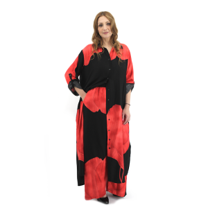 Σετ Πουκαμίσα Με Παντελόνι Μαύρο Κόκκινο 032