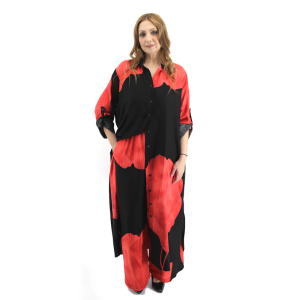 Alternative view of Σετ Πουκαμίσα Με Παντελόνι Μαύρο Κόκκινο 032