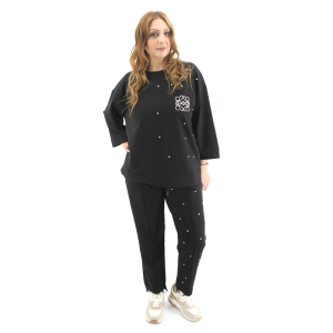 Γυναικεία Φόρμα Μαύρη Με Στρας 015