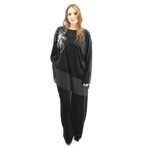 Γυναικεία Φόρμα Μαύρη Αμπιγιε Σχέδιο Λουλούδι 029